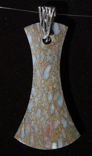 Gorgeous, Blue Dinosaur Bone (Gembone) Axe Pendant #54094